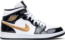 Load image into Gallery viewer, Nike Air Jordan 1 Mid Patent 'Black Gold' Shoes Basketball Men Sale Size US 8, 8.5, 9, 10, 11