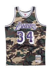 Load image into Gallery viewer, Los Angeles Lakers Shaquille O'Neal Woodland Camo Swingman Jersey  Navy