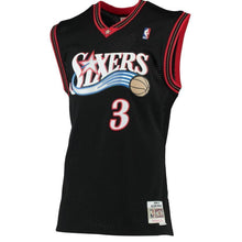 Load image into Gallery viewer, Men's Mitchell &amp; Ness Allen Iverson Black Philadelphia 7ers  Hardwood Classics Swingman Jersey  Black