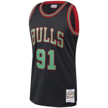 Load image into Gallery viewer, Men's Mitchell &amp; Ness Dennis Rodman Black Chicago Bulls Hardwood Classics Christmas Swingman Collection Jersey  Black