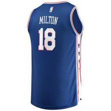 Load image into Gallery viewer, Men's Fanatics Branded Shake Milton Royal Philadelphia 7ers Fast Break Replica Jersey – Icon Edition  Royal
