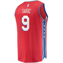 Load image into Gallery viewer, Men's Fanatics Branded Dario Saric Red Philadelphia 7ers Fast Break Replica Player Jersey  Statement Edition  Red