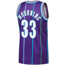 Load image into Gallery viewer, Men's Mitchell &amp; Ness Alonzo Mourning Purple Charlotte Hornets  Hardwood Classics Authentic Jersey  Purple