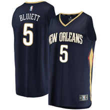 Load image into Gallery viewer, Men's Fanatics Branded Trevon Bluiett Navy New Orleans Pelicans Fast Break Replica Jersey – Icon Edition Navy